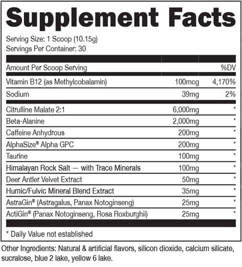 DAS Labs Bucked Up Black supplement facts