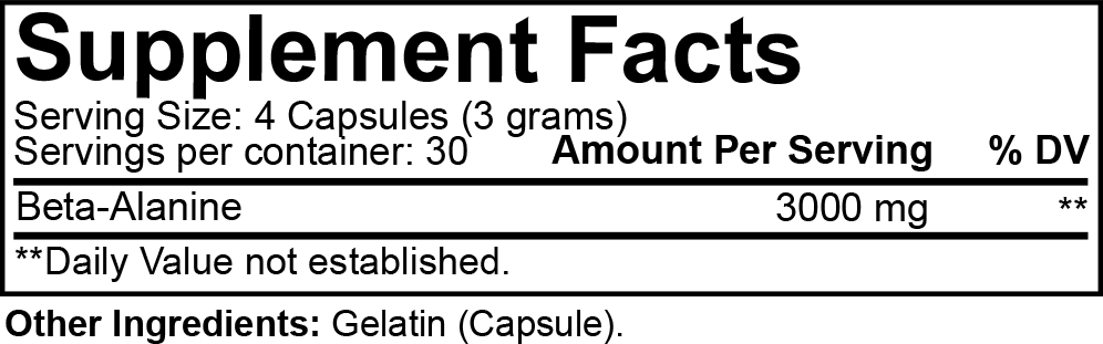 NutraKey Beta-Alanine Supplement Facts