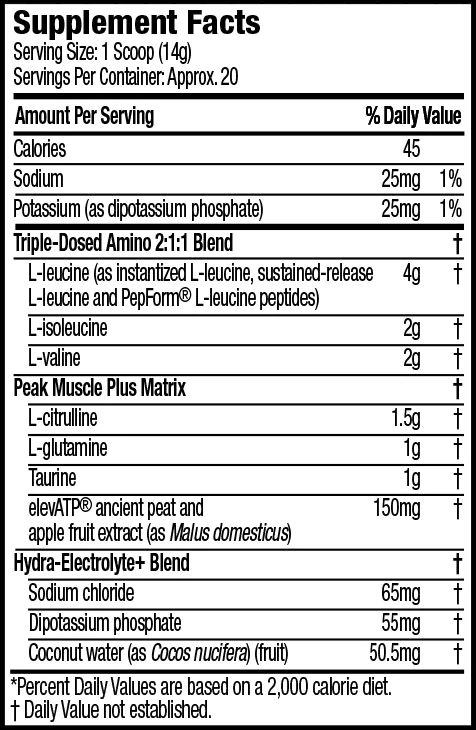 MuscleTech Black Onyx Amino Max Supplement Facts