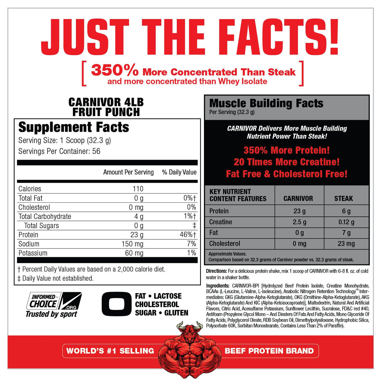 MuscleMeds Carnivor Beef Protein Supplement Facts