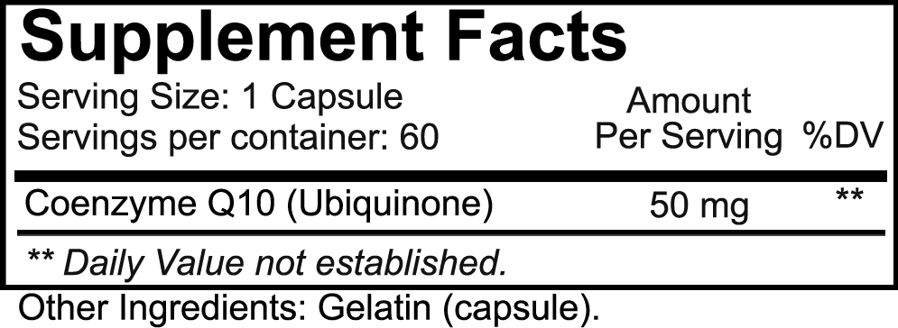 NutraKey CoQ10 Ubiquinone Supplement Facts