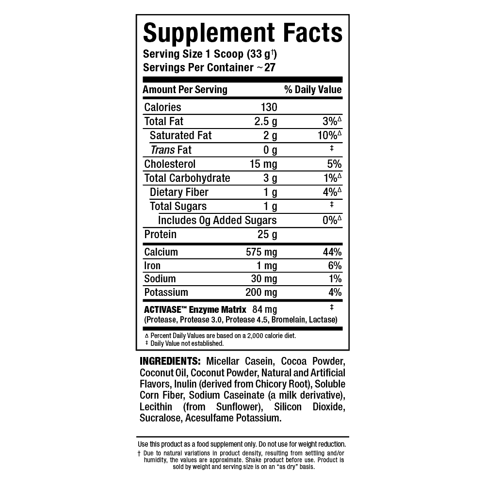 ALLMAX Nutrition Casein FX Supplement Facts