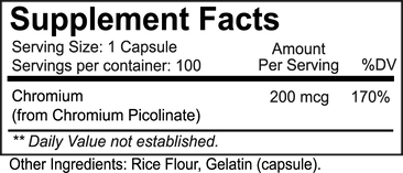 NutraKey Chromium Picolinate Supplement Facts