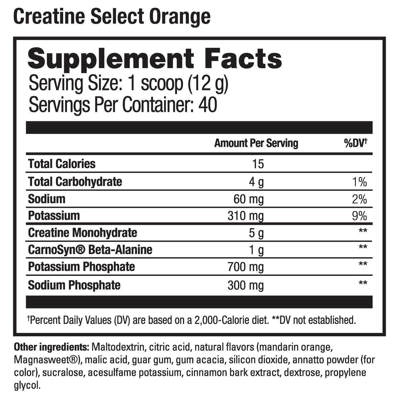 Beverly International Creatine Select Supplement Facts