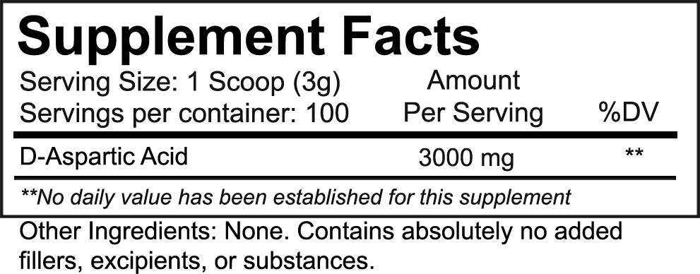 Nutrakey D-Aspartic Acid Supplement Facts