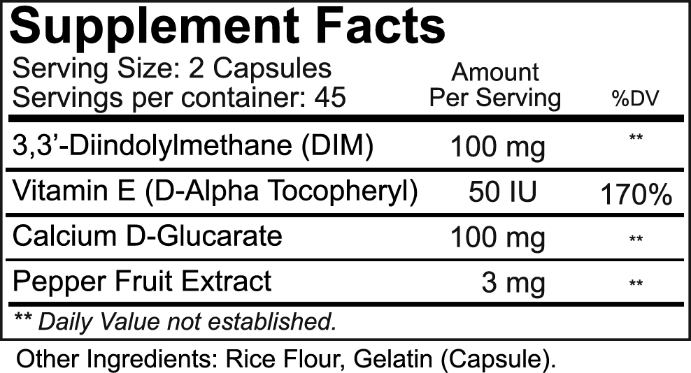 NutraKey DIM Supplement Facts
