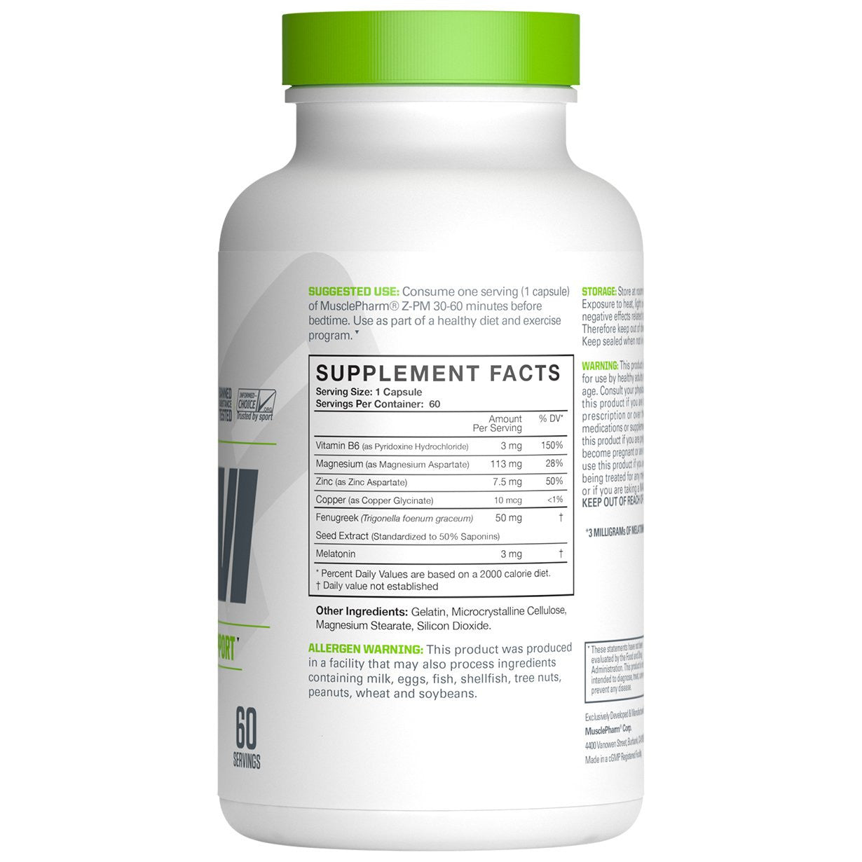 MusclePharm Z-PM Supplement Facts