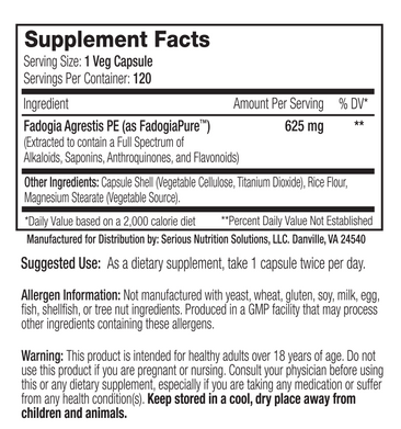 SNS Fadogia XT supplement facts and directions
