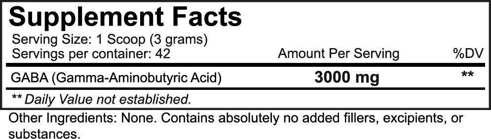NutraKey GABA Supplement Facts