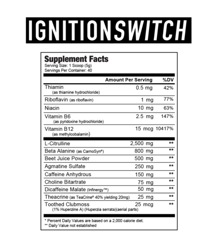 Axe & Sledge Ignition Switch supplement facts