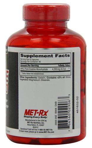 MET-RX Creatine 4200 Supplement Facts Bottle