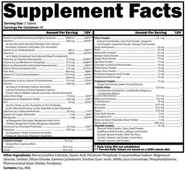 CTD Sports Multi Elite Multivitamin Supplement Facts