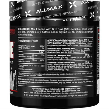 ALLMAX Nutrition Muscleprime Advanced Pre-Workout back label Supplement facts