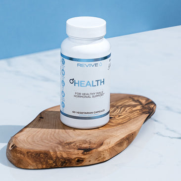 Revive Men's Health in a wooden plate