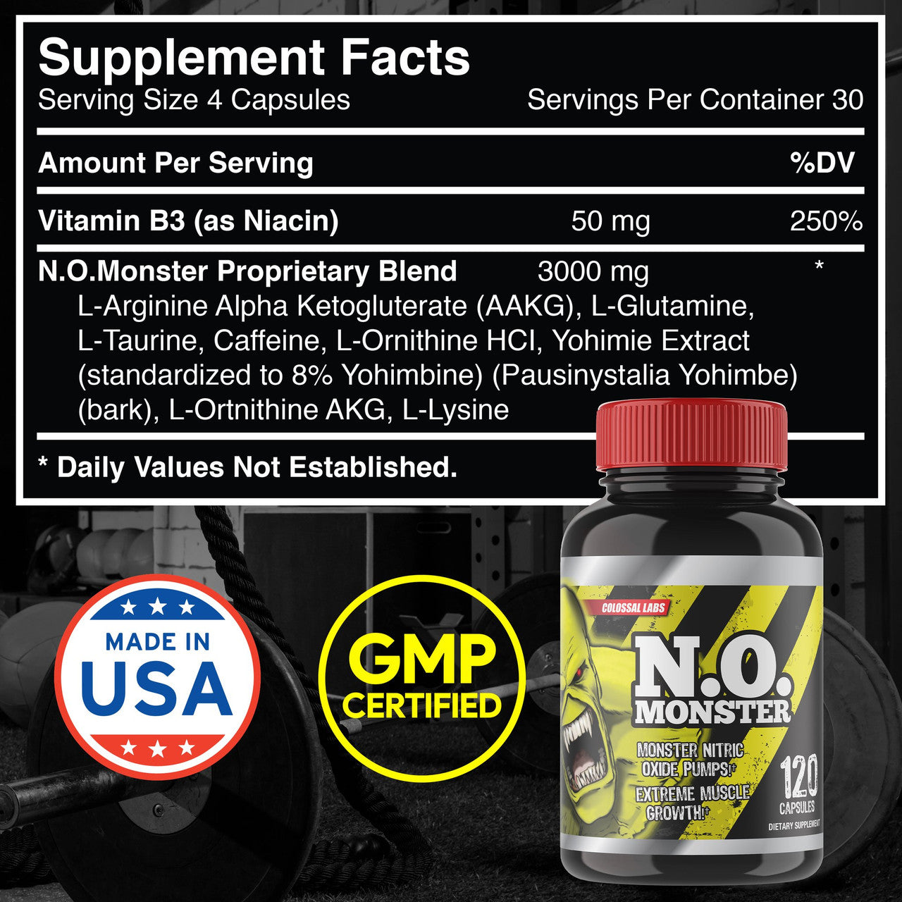 Colossal Labs N.O. Monster supplement facts