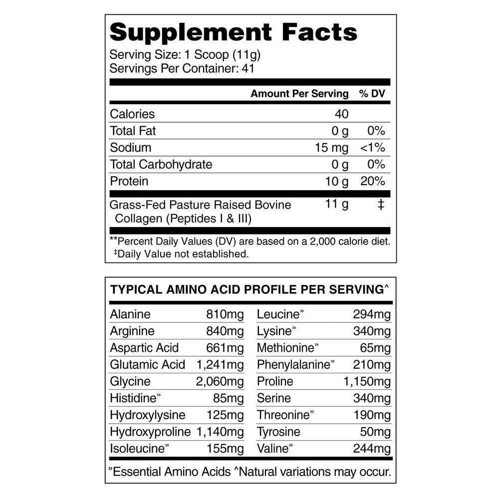Nature Fuel Keto Collagen Peptides Supplement Facts
