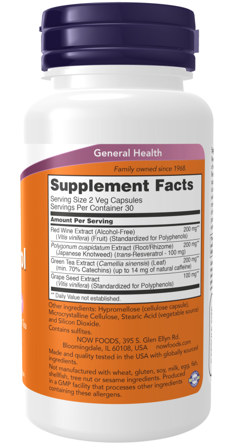 Now Natural Resveratrol supplement facts