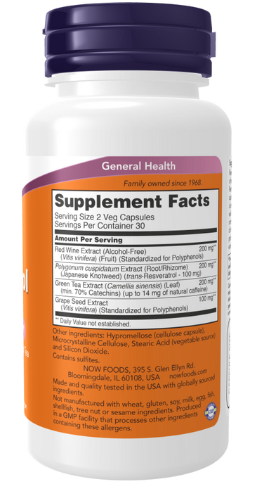 Now Natural Resveratrol supplement facts
