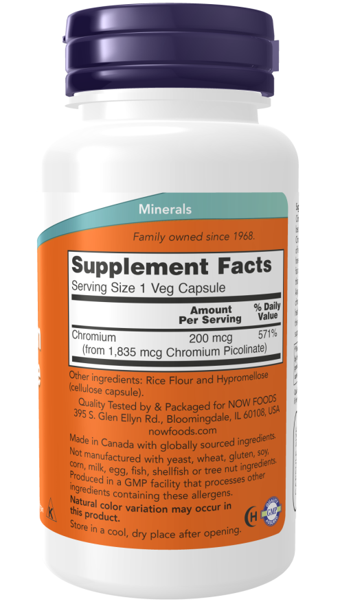 Now Chromium Picolinate supplement facts