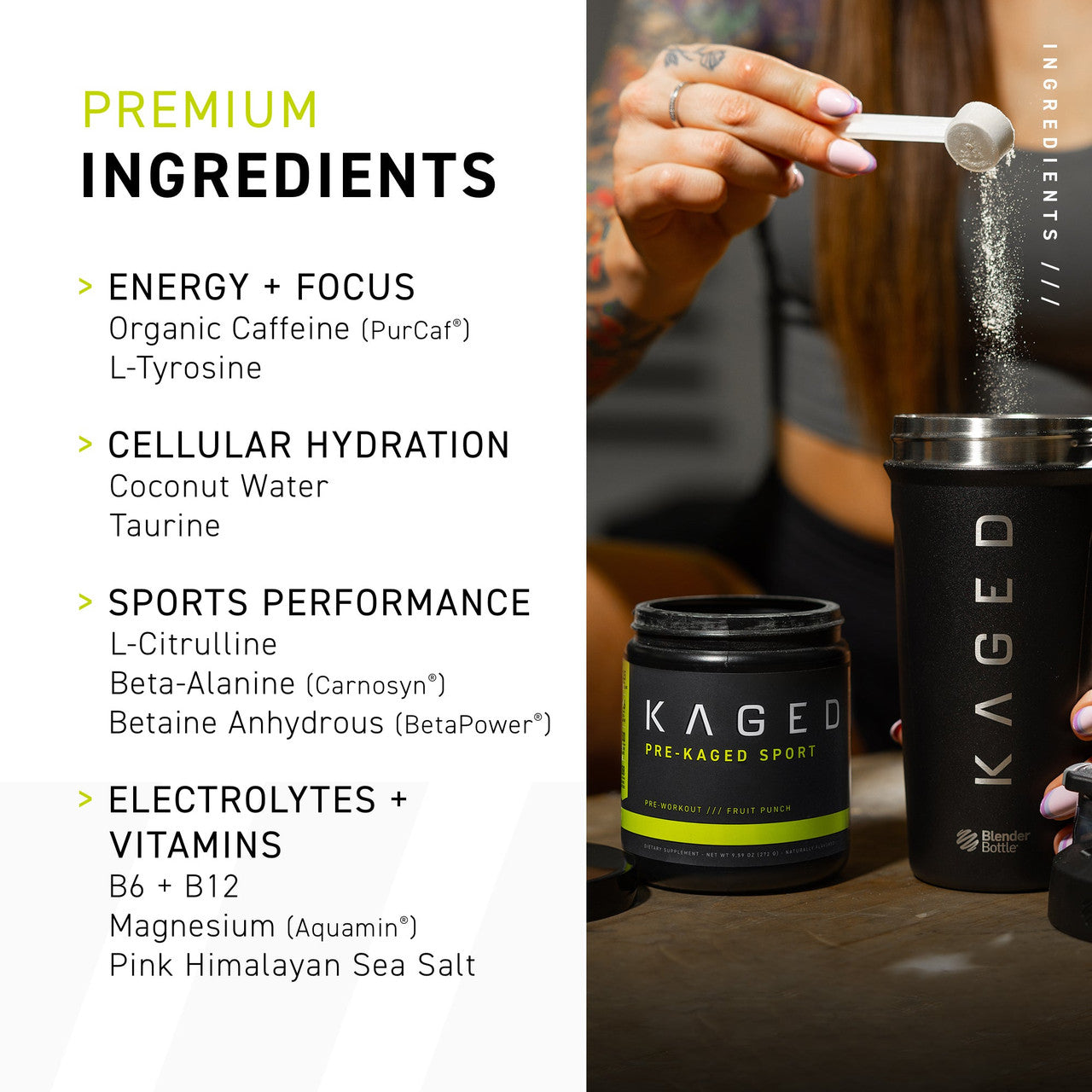 Kaged Muscle Pre-Kaged Sport Premium Ingredients