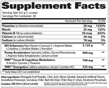 GAT Sport PMP Supplement Facts