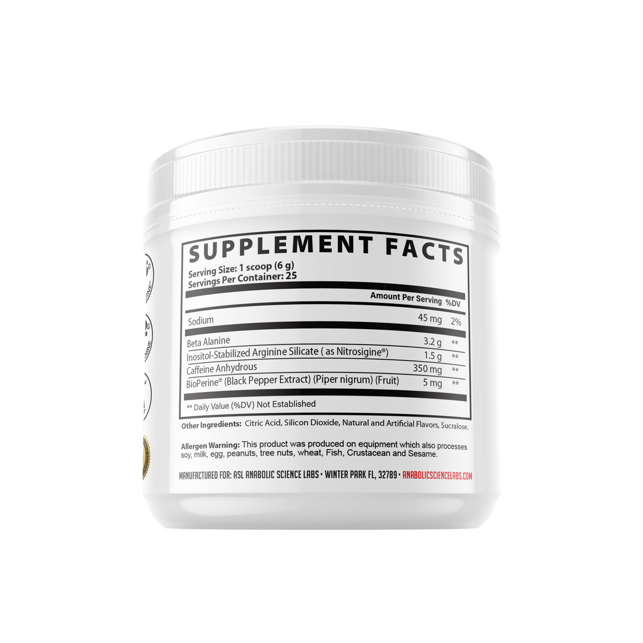 Anabolic Science Labs PR6 Bottle Supplement Facts