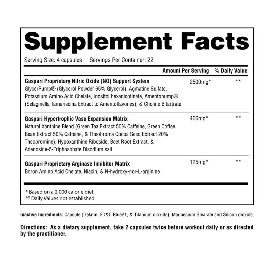 Gaspari Nutrition PlasmaJet supplement facts