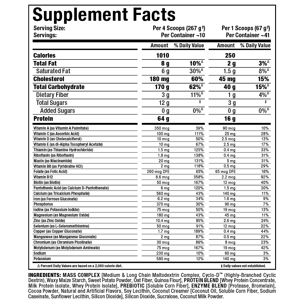 ALLMAX Nutrition QuickMass Supplement Facts