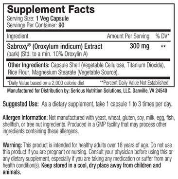 SNS Sabroxy XT Supplement Facts & Directions