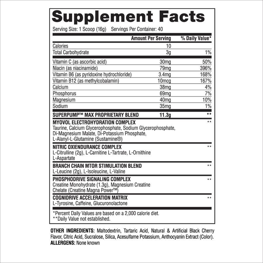 Gaspari Nutrition SuperPump Max supplement facts