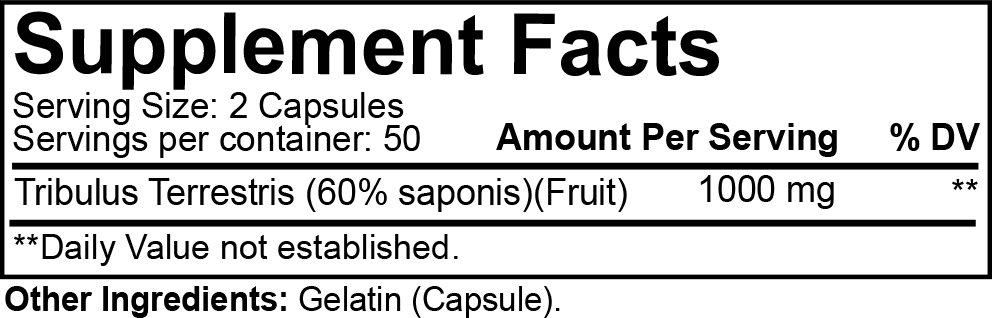 NutraKey Tribulus Supplement Facts