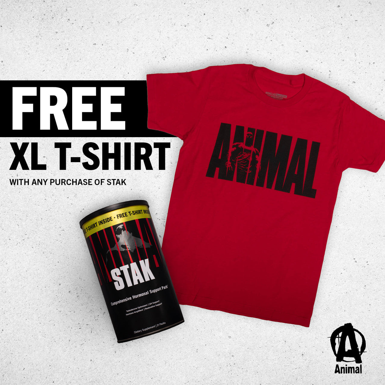 Animal Stak + Free T-Shirt Red XL