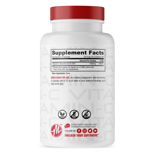 Metabolic Nutrition Vitamin C Supplement Facts Label