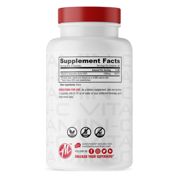 Metabolic Nutrition Vitamin C Supplement Facts Label