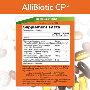 Now AlliBiotic CF supplement facts