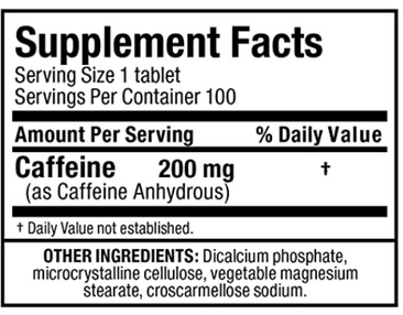 ALLMAX Nutrition Caffeine Pills Supplement Facts
