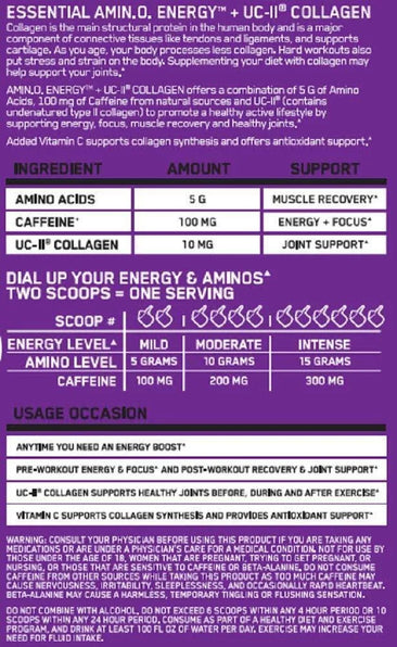 Optimum Nutrition Essential AmiN.O Energy Plus Collagen Ingredients