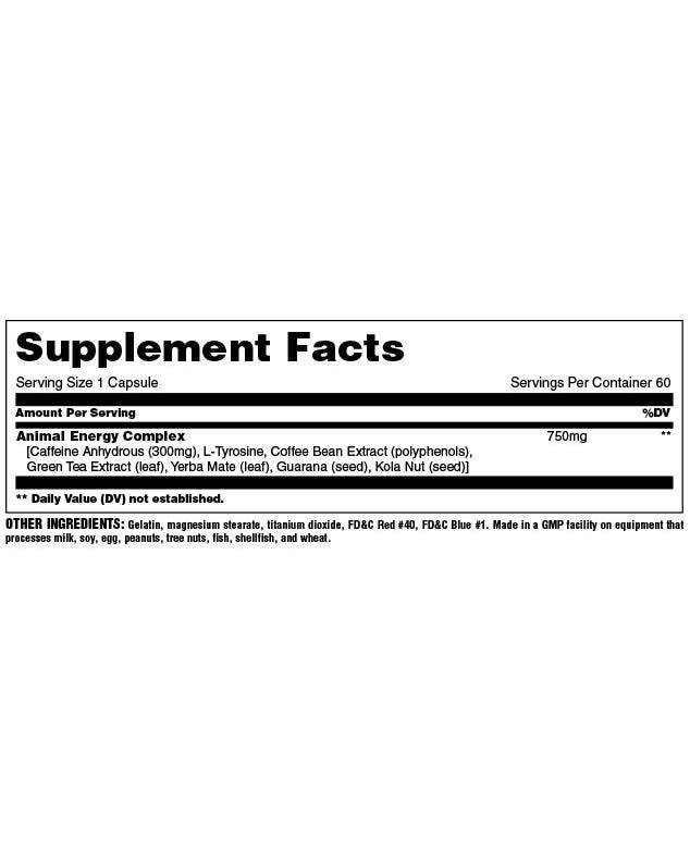 Animal Energy Supplement Facts