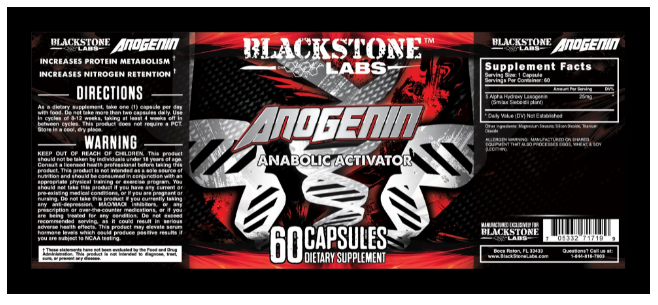 Blackstone Labs Anogenin bottle label