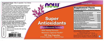 Now Super Antioxidants supplement facts