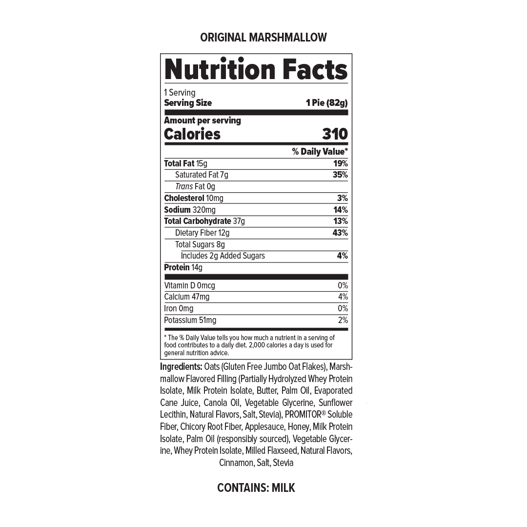 FINAFLEX Oatmeal Protein Pie Supplement Facts