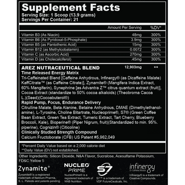 Modern Hardcore Nutrition Arez God Of The Gym Supplement Facts