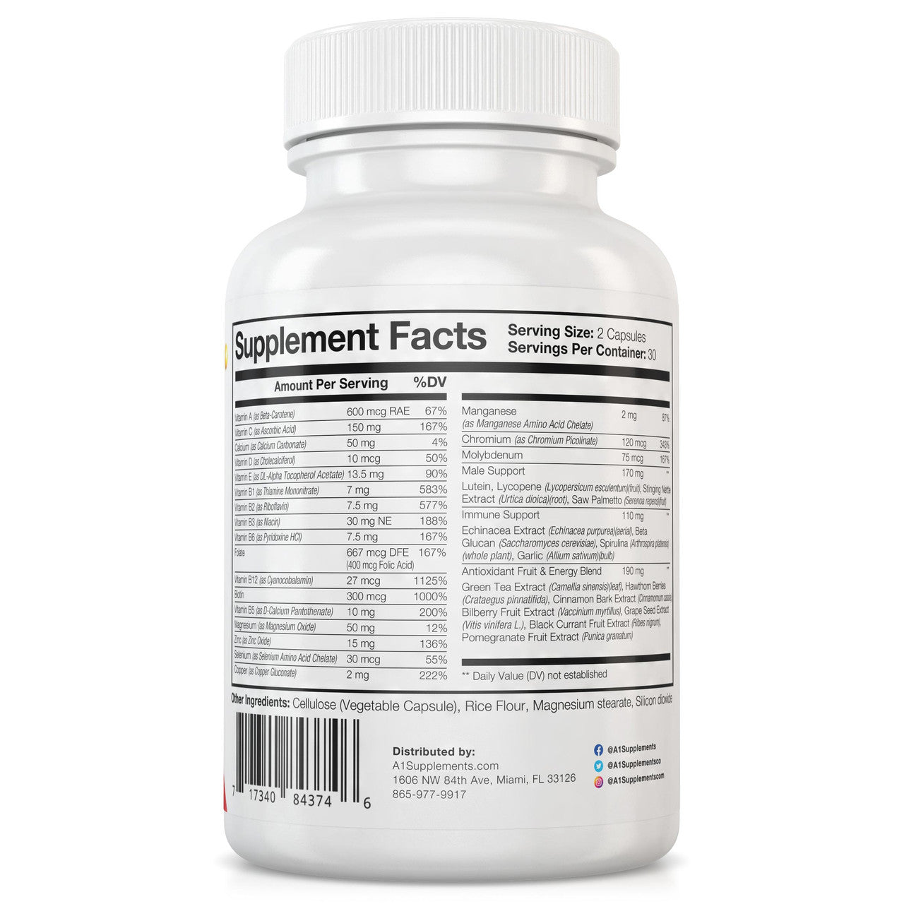 Ayone Nutrition Men’s Multivitamin Supplement Facts