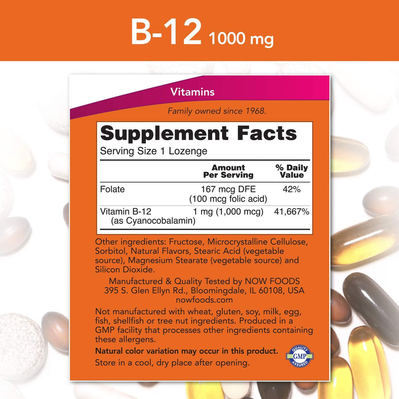 Now B-12 1,000 mcg supplement facts