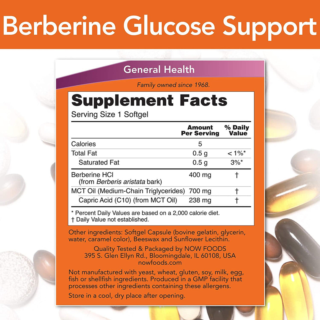Now Berberine Glucose Support supplement facts
