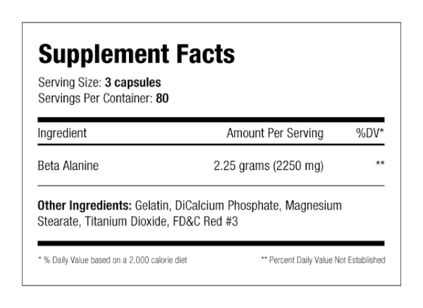 SNS Beta Alanine  Supplement Facts