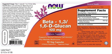 Now Beta-1,1-Mar,6-D-Glucan bottle label
