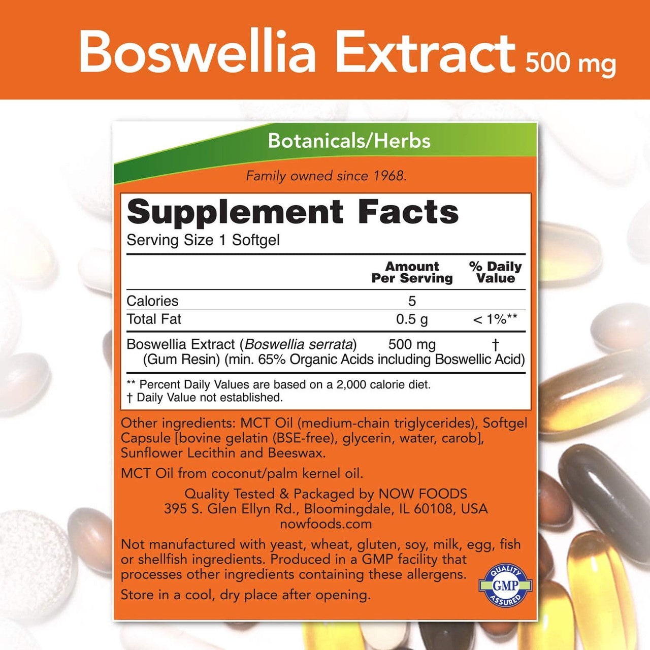 Now Boswellia Extract 500mg supplement facts