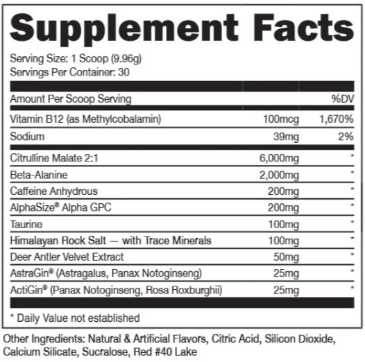 DAS Labs Bucked Up  Supplement Facts