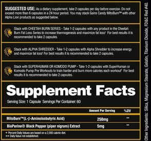 Alpha Lion Gains Candy Mitoburn supplement facts